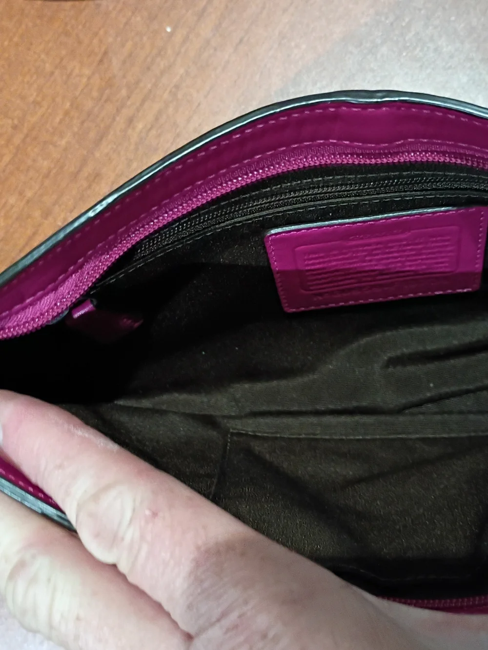 Coach Vintage Pleated Leather Large Wristlet in Fucsia